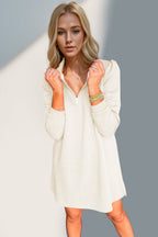 Double Take Textured Zip Long Sleeve Dress Classic Zip-Up Dress for Women Comfortable Outdoor Dress Stevvex