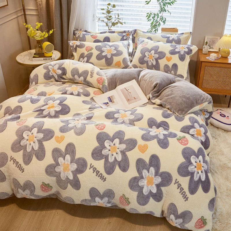 Milk Duvet Set Single Thickened Double Sided Duvet Cover Pi-Mart