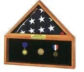 Flag Medal Display Case combo with Oak/Cherry & 3'x5' flag The Military Gift Store
