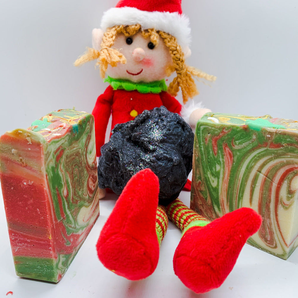 Limited Edition Christmas Tree Vegan Soap 5-6oz Handcrafted Holiday Scented Stocking Stuffer BandsCo Straps