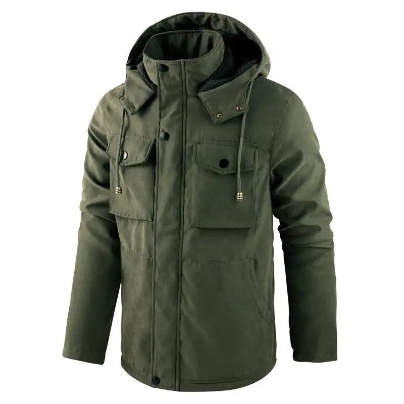 Thick Detachable Hat Lambswool Jacket