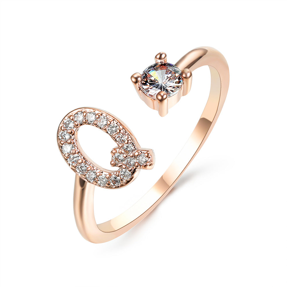 Adjustable 26 Initial Letter Ring Fashion Jewelry For Women Simple Elegant Jewelry Pi-Mart