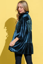Fringe Detailed Velvet Shirt Dress – Velvet Shirt Dress, Fringe Detail Dress, Luxurious Shirt Dress, Elegant Velvet Dress, Playful Fringe Dress Stevvex