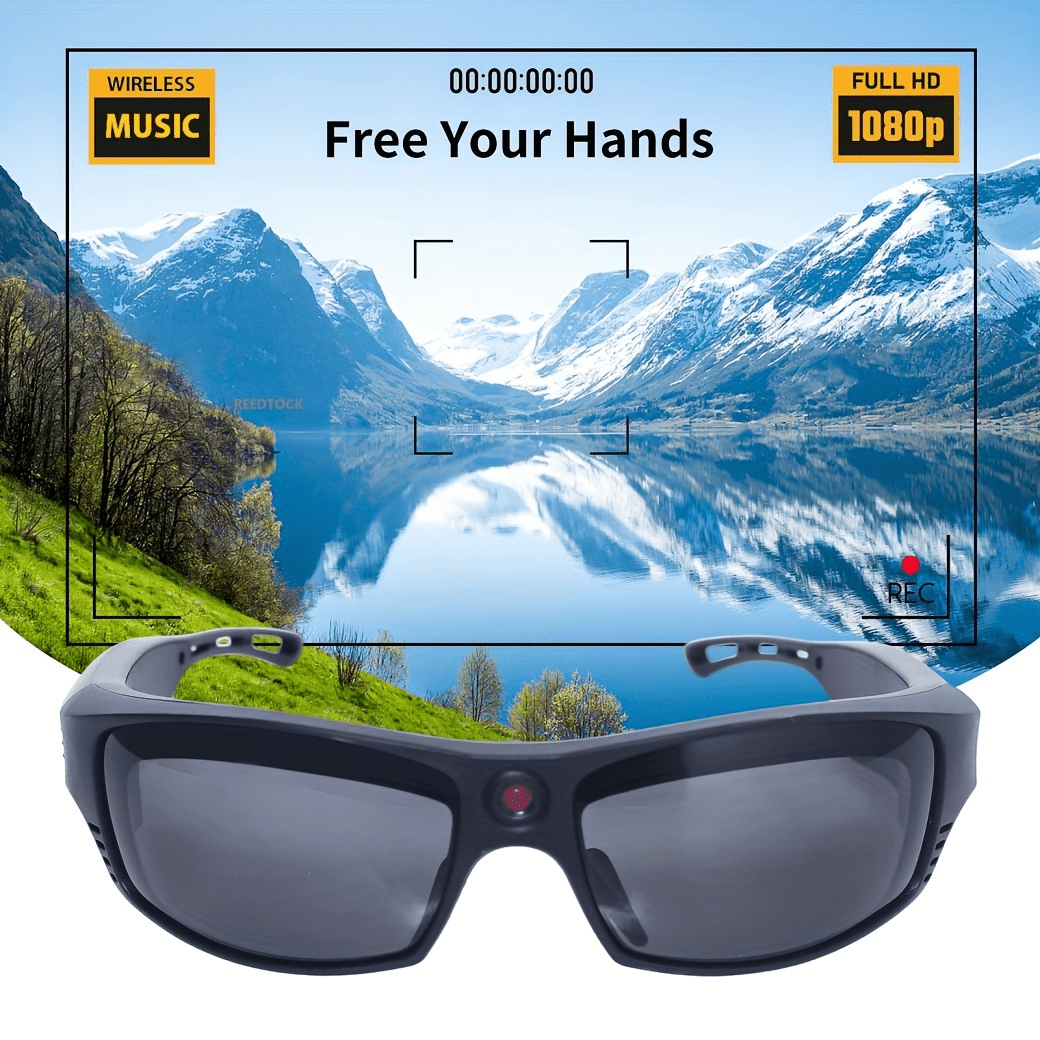 Smart Video Glasses 1080P HD Camera Glasses with Wireless Headset, Open Ear Speaker, AI Real-Time Translation Support 110+ Languages 102° Wide-angle, Sports Outdoor Glasses for Biking, Skiing, Motorcycling, Fishing Lootquake LLC