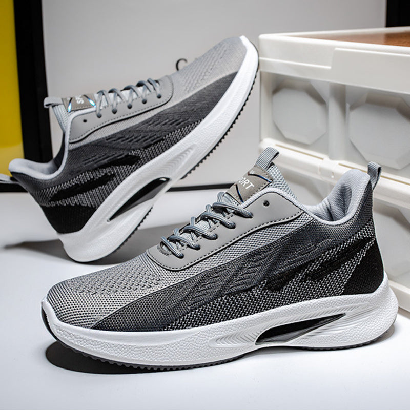 Color-blocked Mesh Sneakers Men Breathable Comfortable Casual Fashion Lace Up Wear-resistant Walking Running Sports Shoes Pi-Mart