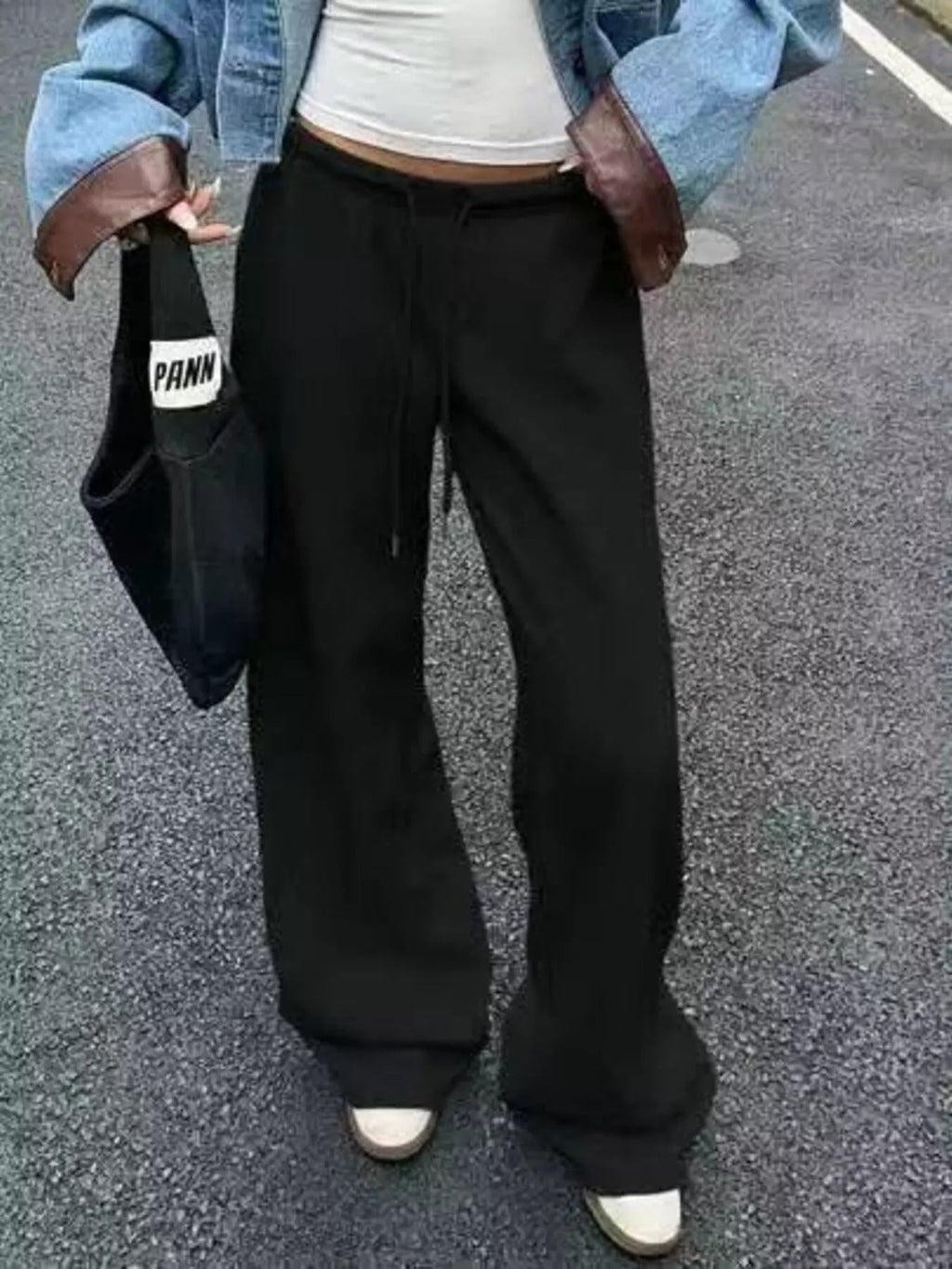 Wide Leg Drawstring Sweatpants THRIXINE