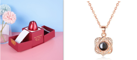 Hot Valentine's Day Gifts Metal Rose Jewelry Gift Box Necklace For Wedding Girlfriend Necklace Gifts Pi-Mart