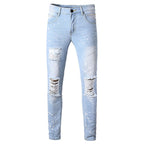 Men's Ripped Denim Jeans - Summer Casual Straight Fit