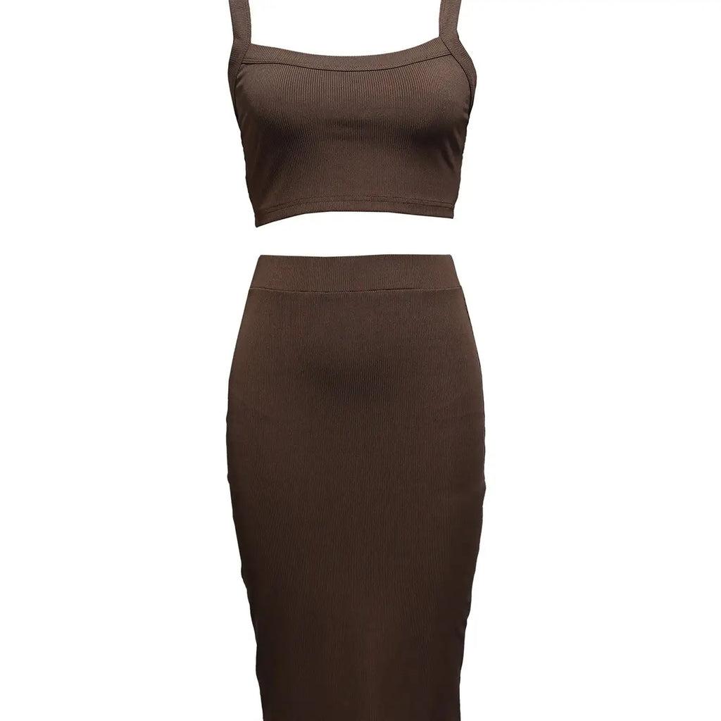 Ladies' Solid Color Out Of The Street Banquet Versatile Figure Enhancement, Hip Hugging Skirt, Half Skirt Set - SJB-DIAMOND ELITES