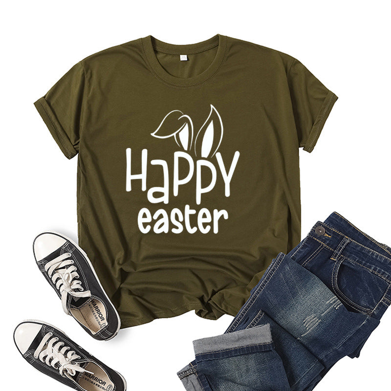 Women's Bunny Happy Easter Print Top Pi-Mart