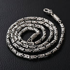 Men's Fashionable Silver Plaid Necklace Pi-Mart