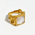 White Shell Square Ring Pi-Mart