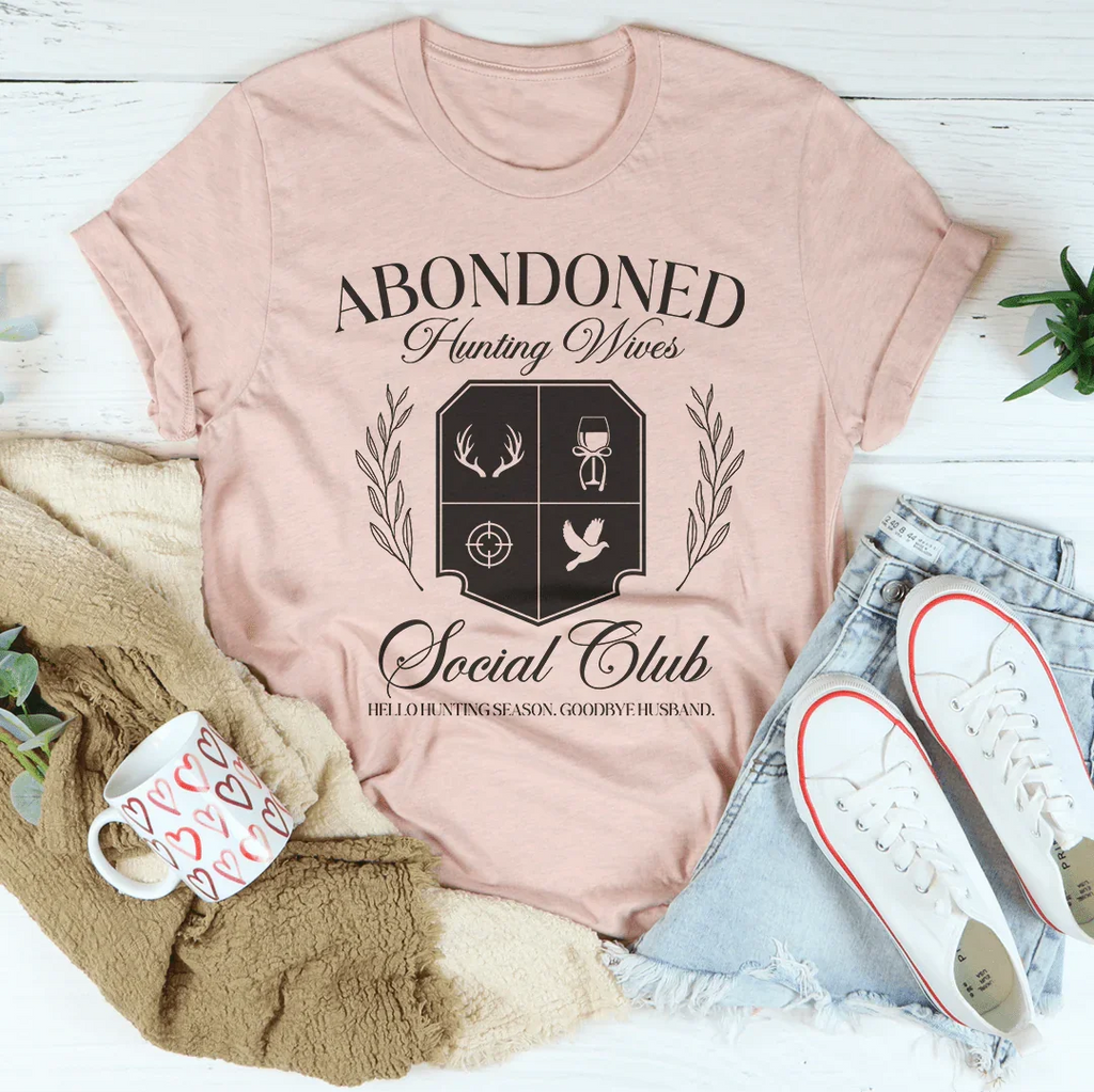 Abandoned Hunting Wife Social Club Tee Peachy Sunday