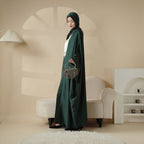 Abaya With Satin Shirt And Rhinestone Trousers | 4-Piece Set Abaya (MOA060) - SJB-DIAMOND ELITES