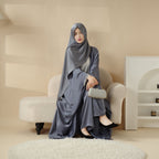 Abaya With Satin Shirt And Rhinestone Trousers | 4-Piece Set Abaya (MOA060) - SJB-DIAMOND ELITES