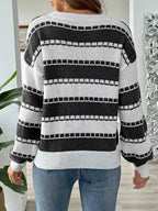 Striped Round Neck Long Sleeve Sweater - SJB-DIAMOND ELITES