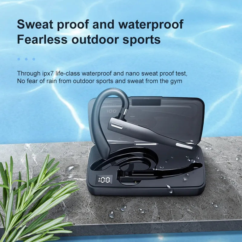 Comfortable Bluetooth Earpiece Wireless Earphone Bluetooth 5.0 Handsfree Earpiece Noise Cancelling HiFi Headset With Dual HD Mic For All Smart Phones Ear Wireless Bluetooth Sport Lightweight Headphones With Case Standby Time For Business Workout Driving Stevvex