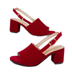 Women's Chunky Heel High Heel Matte Leather Buckle Open Toe Sandals Pi-Mart