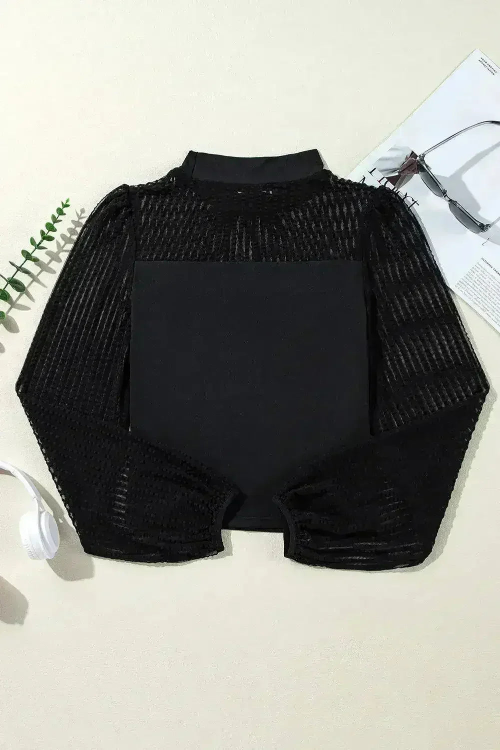 Mock Neck Long Sleeve Blouse - Stylish & Trendy Blouse - SJB-DIAMOND ELITES