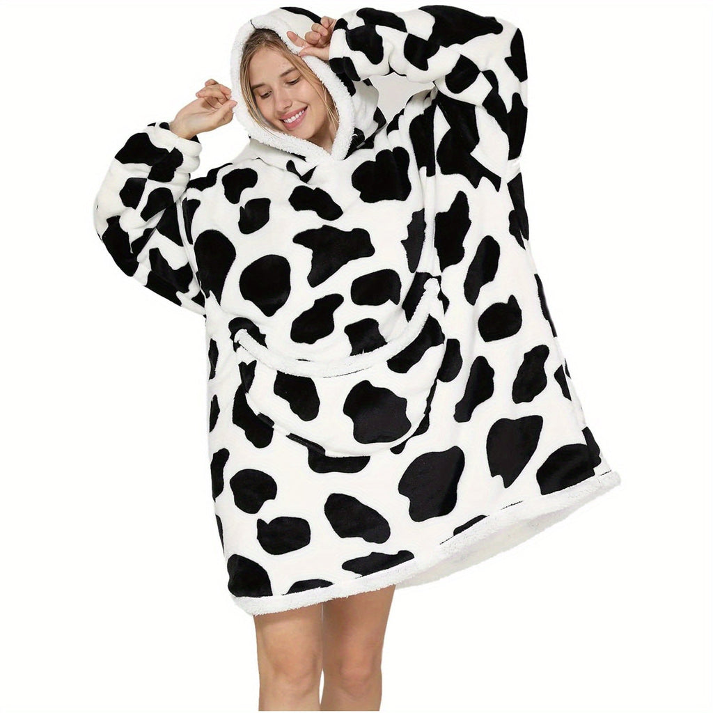 1pc Oversized Blanket Hoodie, Sherpa Fleece Hooded Blanket For Women, Ultra Soft Warm Wearable Blanket Sweatshirt Women Men Adult, Gift For Ladies