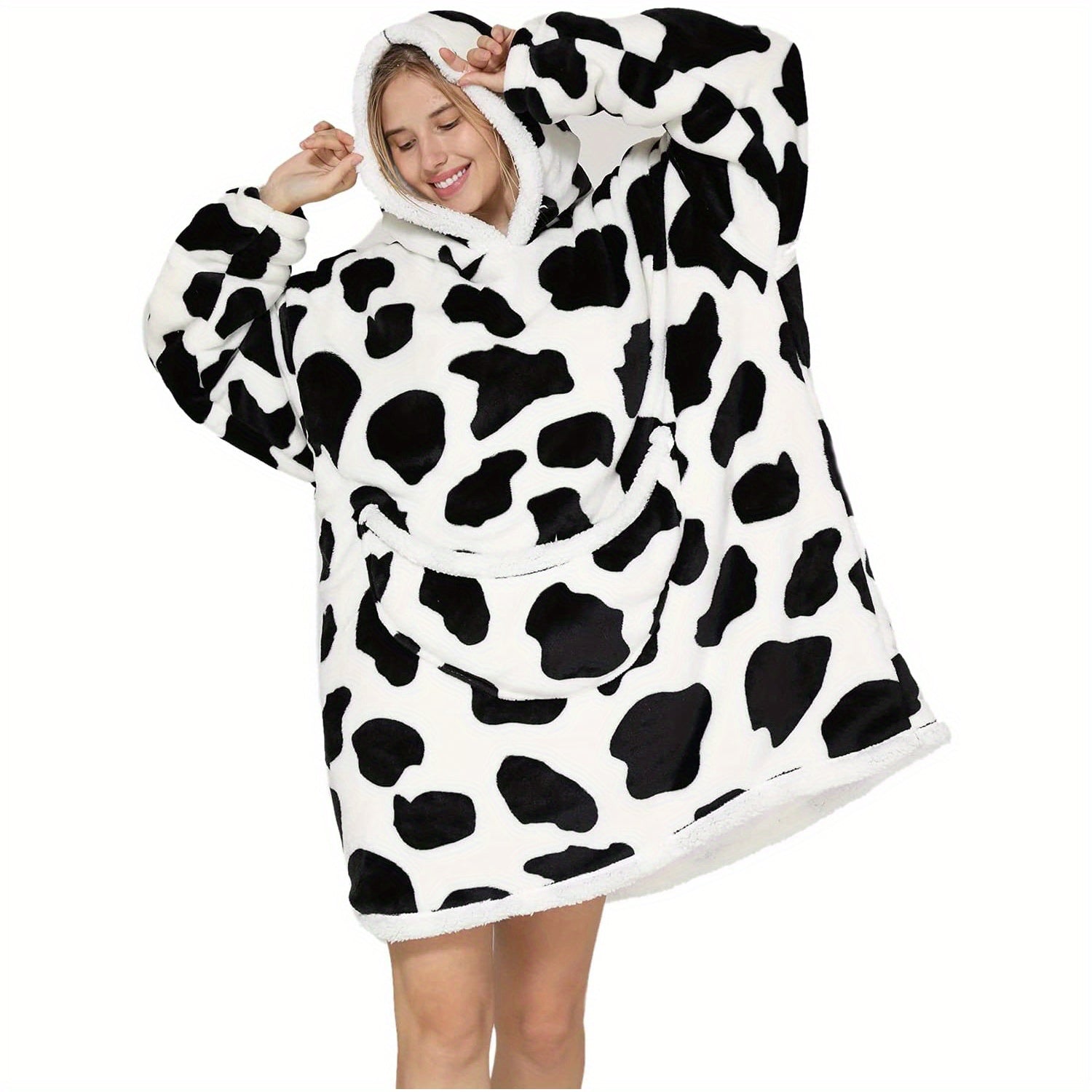 1pc Oversized Blanket Hoodie, Sherpa Fleece Hooded Blanket For Women, Ultra Soft Warm Wearable Blanket Sweatshirt Women Men Adult, Gift For Ladies