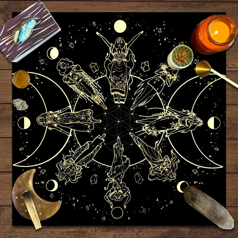 Tarot Tablecloth Board Game Decorative Cloth Have Your Power Mandala Moon Phase Floral Butterfly Tablecloth Pi-Mart