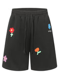 Men's Floral Embroidered Drawstring Shorts