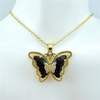 Crystal Glass Butterfly Necklace Pi-Mart