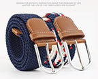 Women's Canvas Belt Student Pants Casual Stretch Braided Needle Buckle Pi-Mart
