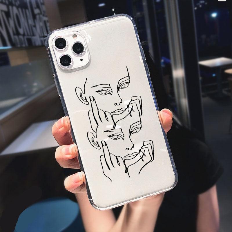 Abstract Soft Unique Silicon Phone Case For iPhone 14 13 Pro Max 12 Pro Luxury Clear Transparent Charming Silicone Protective Lightweight Ultra Thin Cover Pattern Printed  Back Cover Stevvex