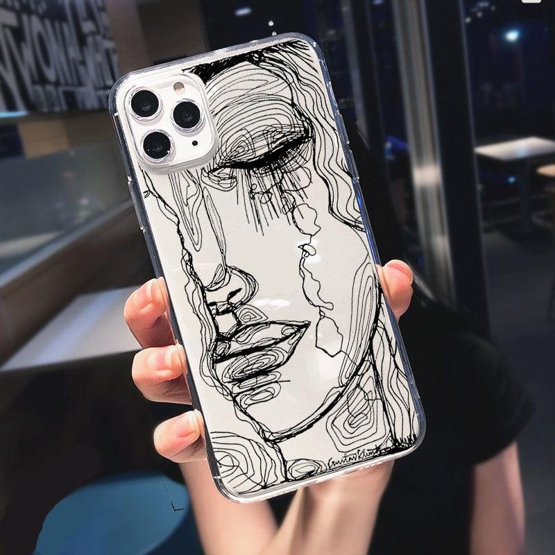 Abstract Soft Unique Silicon Phone Case For iPhone 14 13 Pro Max 12 Pro Luxury Clear Transparent Charming Silicone Protective Lightweight Ultra Thin Cover Pattern Printed  Back Cover Stevvex