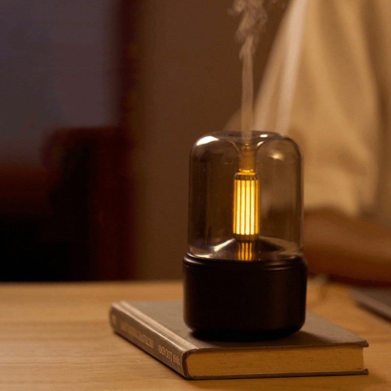 Atmosphere Light Humidifier Candlelight Aroma Diffuser Portable 120ml Electric USB Air Humidifier Cool Mist Maker Fogger 8-12 Hours With LED Night Light Pi-Mart