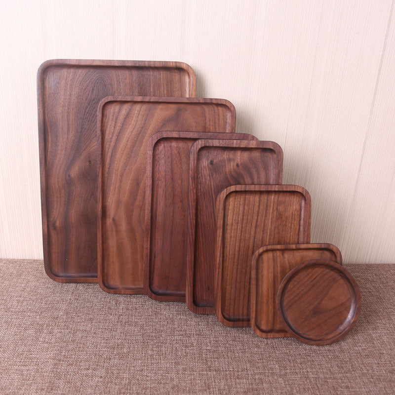 Japanese Style Wooden Black Walnut Rectangular Dinner Plate Pi-Mart