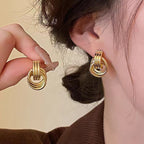 Exaggerated Geometry Earrings Metal Winding Twist Stud Earrings Pi-Mart