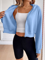Relaxed Minimalist Zip-Up Dropped Shoulder Hooded Jacket Casual & Comfortable Lightweight Outerwear Stevvex