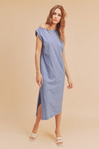 Side Slit Round Neck Sleeveless Midi Elegant Dress–Versatile, Chic, and Timeless Wardrobe Staple with Side Slits and Sleeveless Design for Effortless Style Stevvex