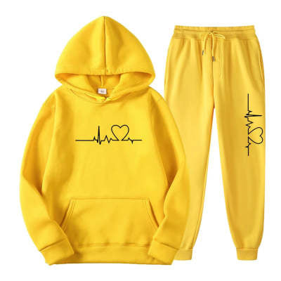 Men's And Women's Fleece-lined Sweater Suit Autumn And Winter Heart Figure Hoodie Lootquake LLC