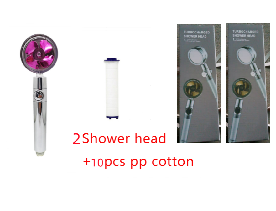 Shower Head Water Saving Flow 360 Degrees Rotating With Small Fan ABS Rain High Pressure Spray Nozzle Bathroom Accessories
