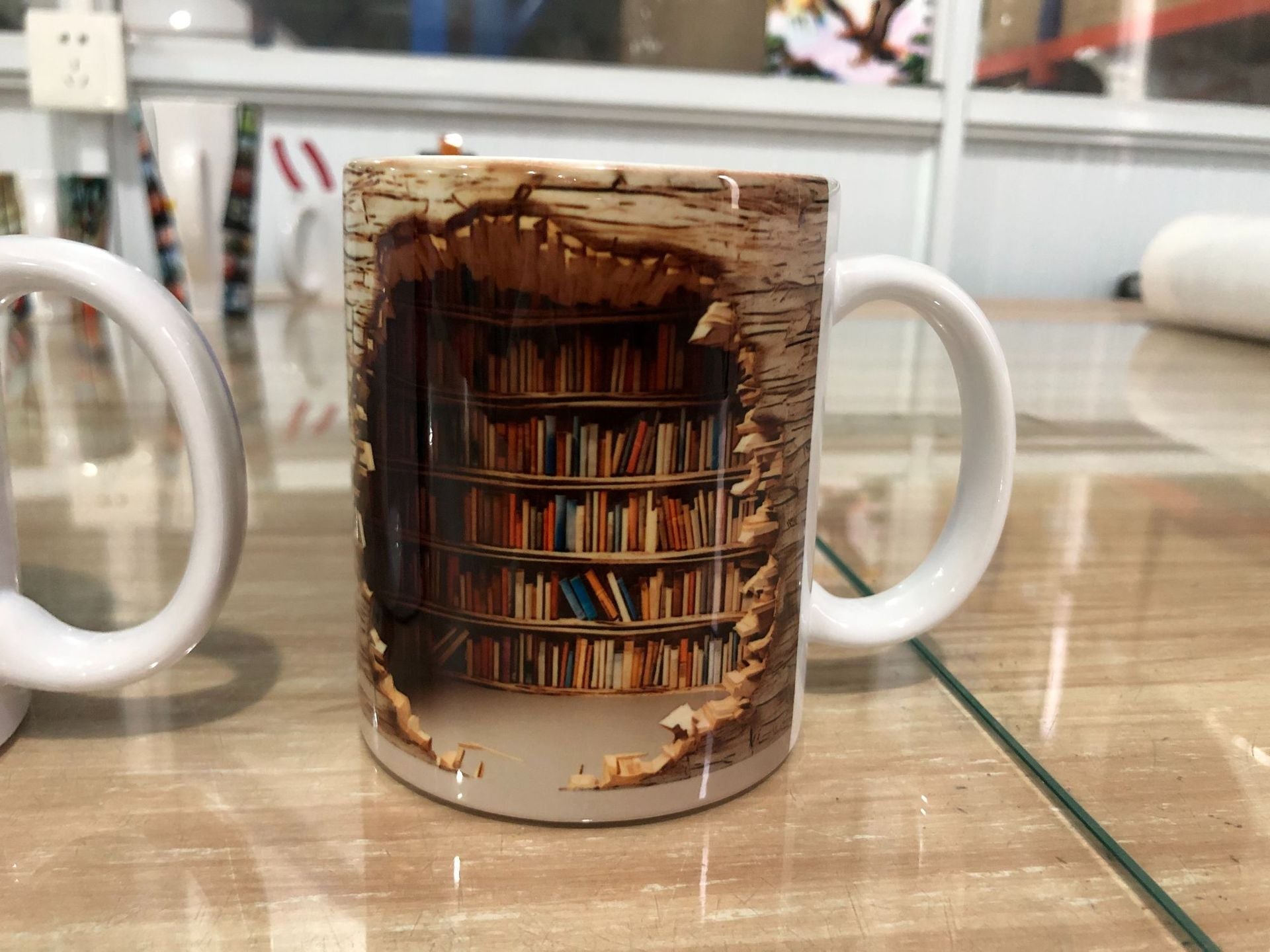 3D Bookshelf Mug Creative Ceramic Water Cup With Handle A Library Shelf Space Book Lovers Coffee Mug Birthday Christmas Gift Pi-Mart