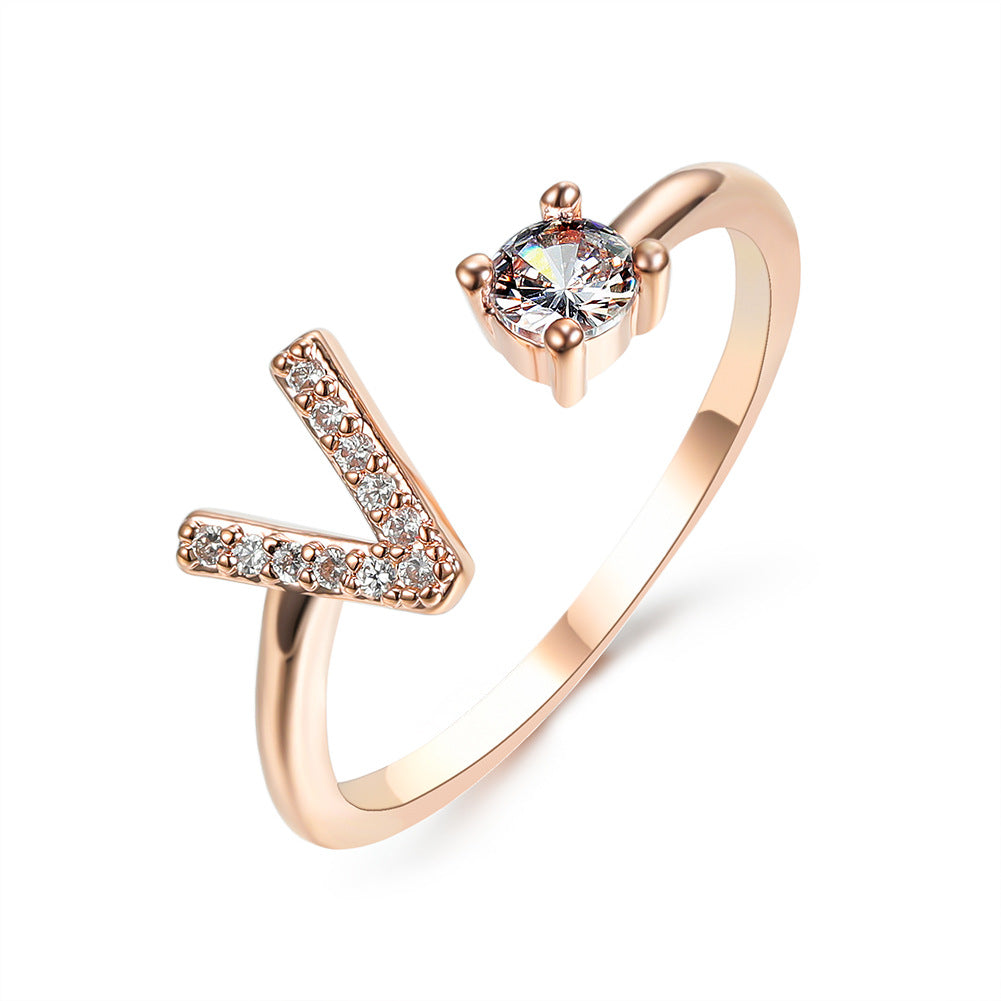 Adjustable 26 Initial Letter Ring Fashion Jewelry For Women Simple Elegant Jewelry Pi-Mart