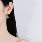 Moissanite Tassel Princess Round Bag 1 Karat Silver Earrings
