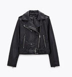 Women's Motorcycle Leather Jackets Autumn New Pi-Mart