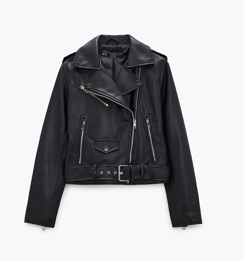 Women's Motorcycle Leather Jackets Autumn New Pi-Mart