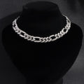 White/Gold Plated Cuban Necklace Pi-Mart