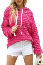 Rose Bubble Textured Waffle Hoodie - SJB-DIAMOND ELITES