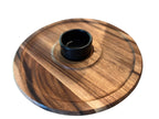 Acacia Wood 12in Chip and Dip Serving Tray With Black Ceramic Bowl BandsCo Straps