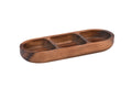 Acacia Wood 3-Compartment Candy Nut Tray Bowl - Rustic Serving Snack Dish BandsCo Straps