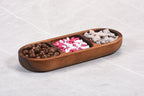 Acacia Wood 3-Compartment Candy Nut Tray Bowl - Rustic Serving Snack Dish BandsCo Straps