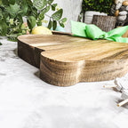 Acacia Wood Bunny Cutting Board With 20 Bunny Toothpicks And Ribbon Gift BandsCo Straps