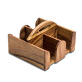 Acacia Wood Mug Caddy 4-Cup Tray With Handle Serving Carrier BandsCo Straps